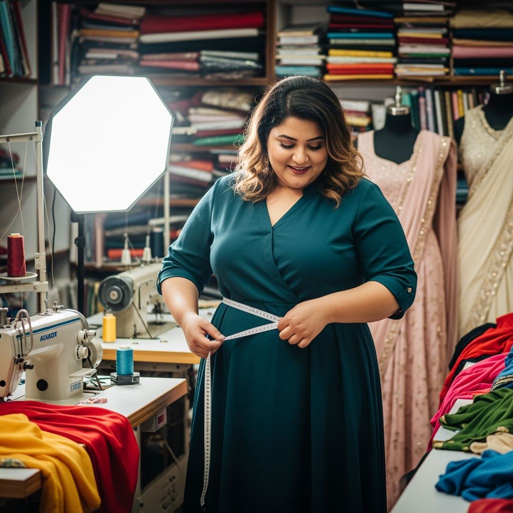 Indian woman preparing for wedding or IVF, thinking about body goals