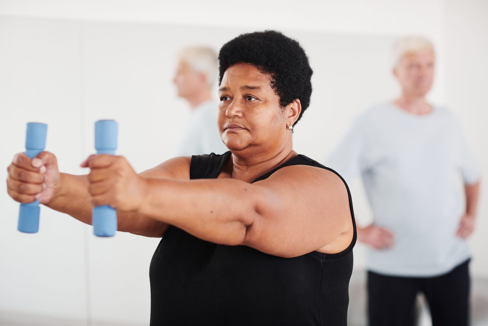 Woman exercising during structured obesity treatment